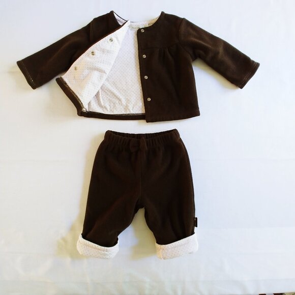 2 pc Bout'Chou Fleece Coordinated Jacket and Pant Set 1 Month - Picture 2 of 12